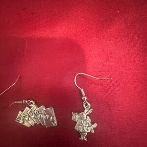 Silver Alice in Wonderland Earrings